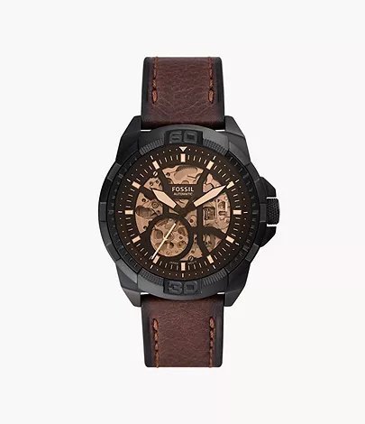 FOSSIL BRONSON AUTOMATIC (BROWN LITEHIDE) LEATHER WATCH