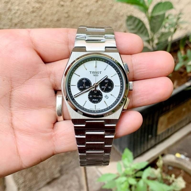 Tissot PRX T-Classic Chronograph White Dial Auto motion Metal Wrist Watch - Image 3