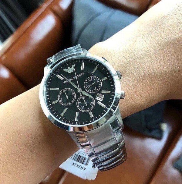 EMPORIO ARMANI STAINLESS STEEL SILVER CLASSIC WRIST WATCH - Image 4