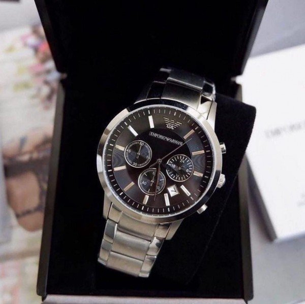 EMPORIO ARMANI STAINLESS STEEL SILVER CLASSIC WRIST WATCH - Image 3
