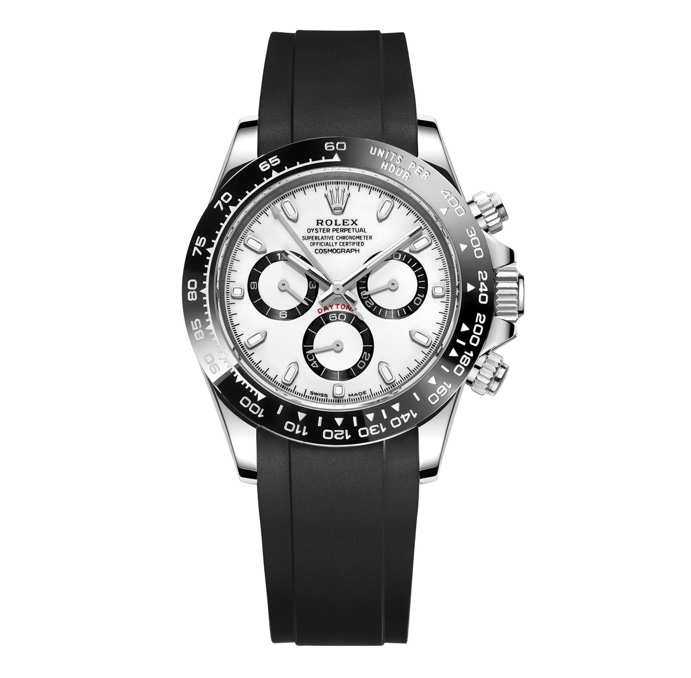 ROLEX DAYTONA (BLACK/SILVER) FIBER BELT PREMIUM WRIST WATCH