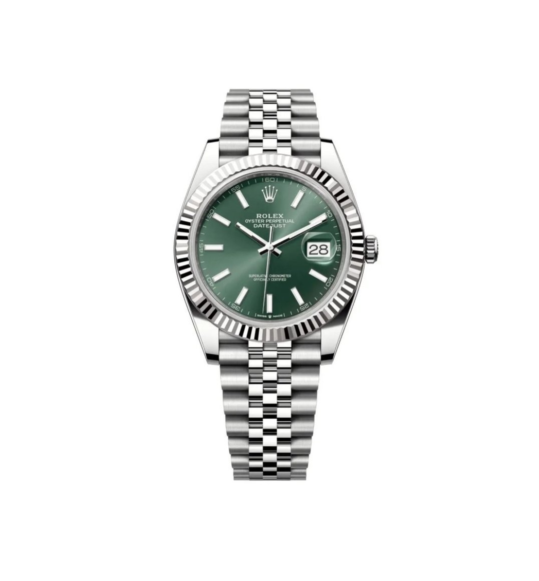 ROLEX OYSTER PERPETUAL  DATE JUST (GREEN) STAINLESS STEEL WATCH