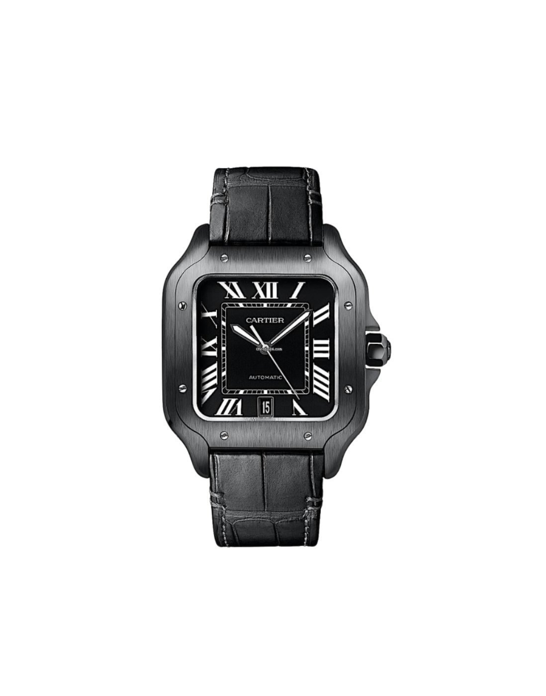 CARTIER SANTOS DE LETHER BLACK WRIST WATCH