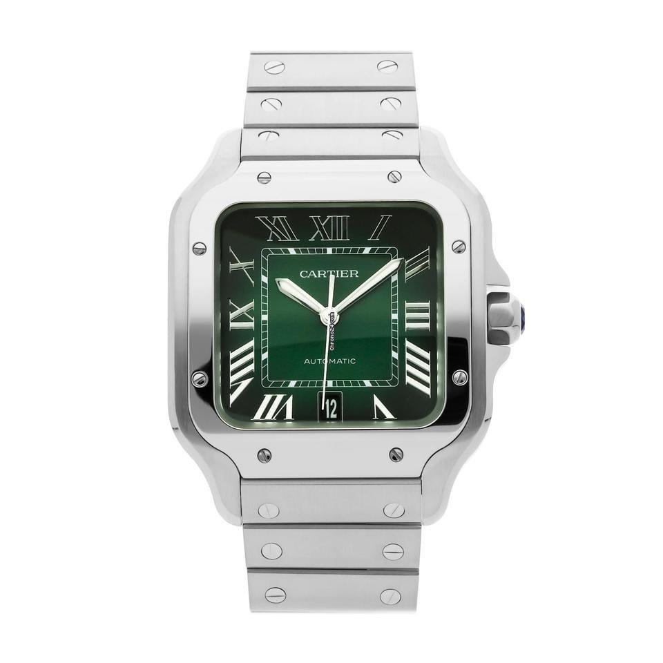 CARTIER SANTOS DE STAINLESS STEEL WATCH (GREEN DIAL) WATCH