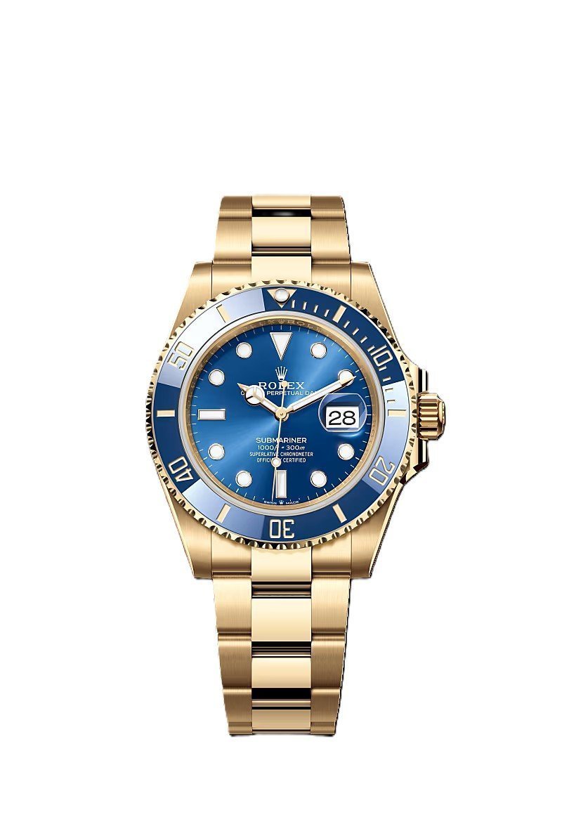 Rolex Submarine yellow gold and a blue dial date