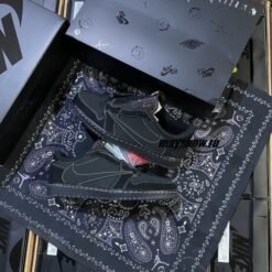 Travis Scott x Air Jordan 1 Low OG Black Phantom With Same Full Kit S Show In Image same Packing Semi UA